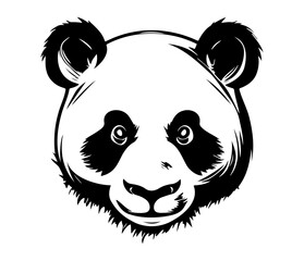 Panda Face, Silhouettes Panda Face SVG, black and white Panda vector