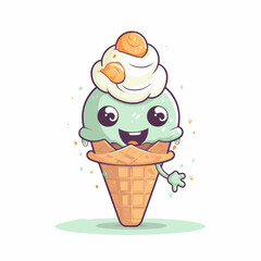 ice cream in a cone, vector