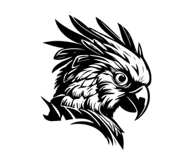 Parrot Face, Silhouettes Parrot Face SVG, black and white Parrot vector