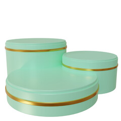 three round podium stage isolated on white background. for promotional product photos. 3d render illustration