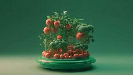 Tomatoes growing on the vine digital render