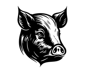 Fototapeta premium Pig Face, Silhouettes Pig Face SVG, black and white Pig vector