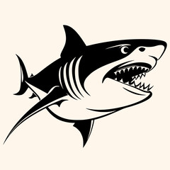 Shark vector for logo or icon, drawing Elegant minimalist style,abstract style Illustration