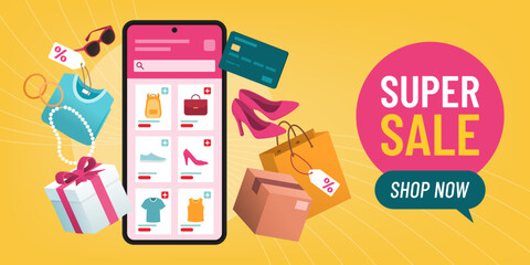 Online shopping app promotion banner