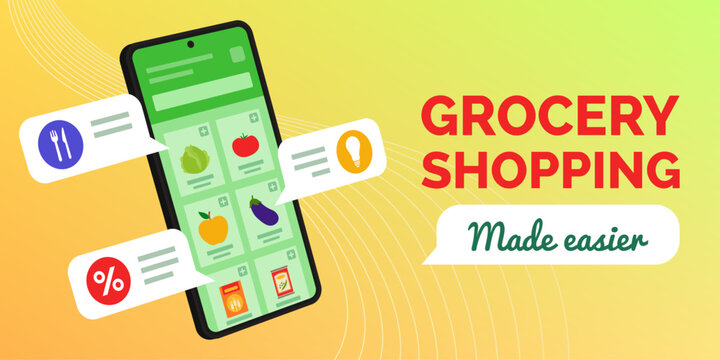Online grocery shopping app on smartphone