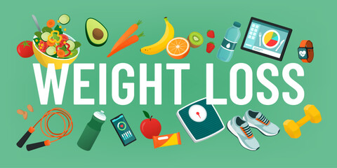 Weight loss concept with objects