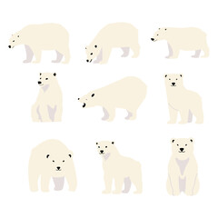 Polar bear funny character cartoon set