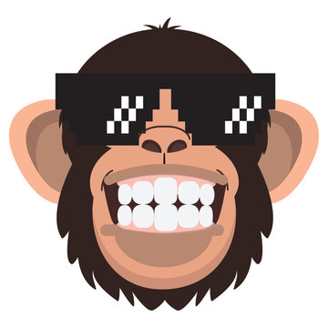 Cool monkey wearing glasses  cartoon