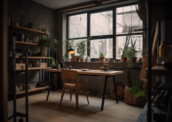 industrial home office minimalist Generative AI