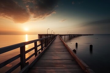 Fototapeta na wymiar Stunning Sunset Landscape at Ocean Pier