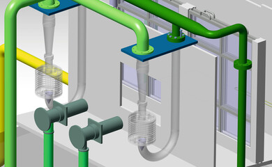 lube oil turbine system 3D illustration