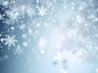 Abstract winter background with falling snowflakes. Generative ai.