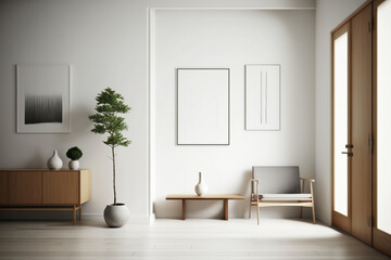 Fototapeta na wymiar Modern living room in grey and beige colors, interior created with ai generative tools