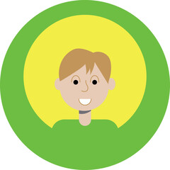 Niño rubio en círculo verde flúo