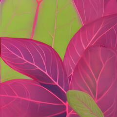 Fototapeta na wymiar pink leaves with the combination of green