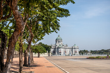 Fototapeta na wymiar Amphorn Sathan Residential Hall is royal mansion situated inside Bangkok Dusit Palace. It served as primary residence of former King Bhumibol Adulyadej - Rama IX