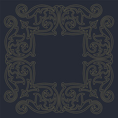 A square frame with gold lines on a dark background.