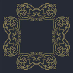 A gold frame with a black background.