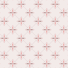Fototapeta na wymiar Light pink and dark pink color cross in squares frame on a pink background with diagonal line. It is a seamless pattern that looks neat, clean and beautiful.