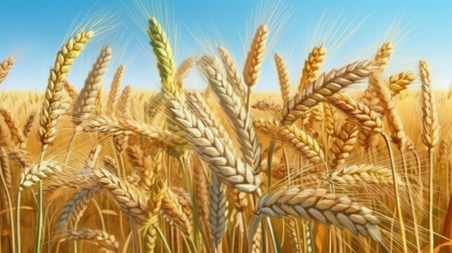 Ripe barley field under the sun created with generative AI technology