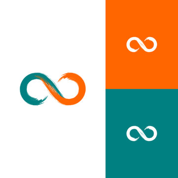 Orange and green brush logo with an infinity symbol