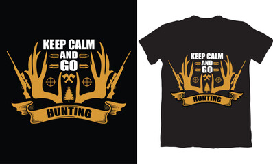  KEEP CLAM AND GO HUNTING-HUNTING T-SHIRT DESIGN GRAPHIC