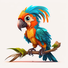 Macaw cartoon. Generative AI