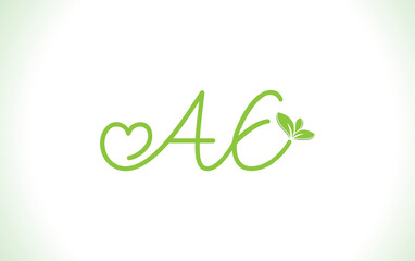 Fototapeta na wymiar Nutrition logo and green healthy love leaf symbol with love font logo design. Heart sign leaf nature logo. Green eco letters logo