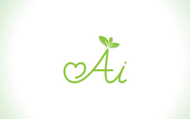 Nutrition logo and green healthy love leaf symbol with love font logo design. Heart sign leaf nature logo. Green eco letters logo