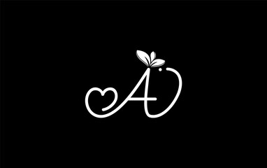 Nutrition logo and green healthy love leaf symbol with love font logo design. Heart sign leaf nature logo. Green eco letters logo