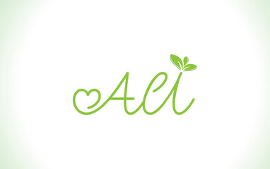 Nutrition logo and green healthy love leaf symbol with love font logo design. Heart sign leaf nature logo. Green eco letters logo