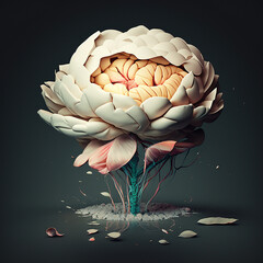 Floral brain design. Created using ai generative. 