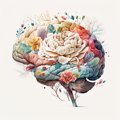 Floral brain design. Created using ai generative. 