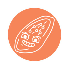 Evil papaya color line icon. Mascot of emotions