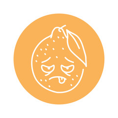 Fototapeta premium Tired lemon color line icon. Mascot of emotions