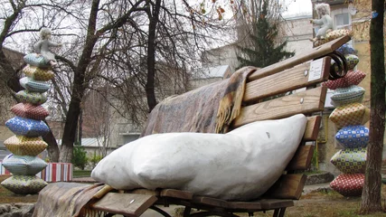 Deurstickers Bench Like at home on the Landscape Alley in Kiev © Maksym