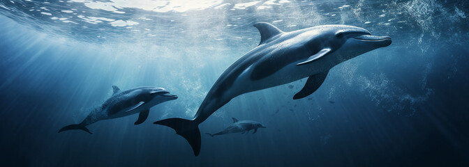 dolphins in the sea. Generative Ai