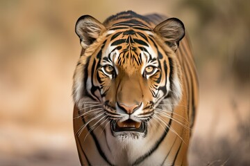 Royal Bengal Tiger staring into the camera, India Sundarbans, Endangered animals, Generative AI