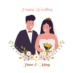 Wedding invitation illustration concept. Illustration for website, landing page, mobile app, poster and banner. Trendy flat vector illustration