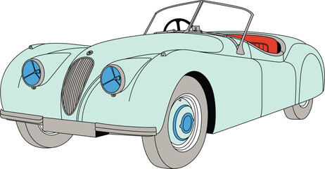 blue retro classic motor car