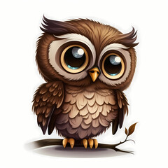 Owl Cartoon Illustration. Generative AI
