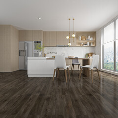 A warm, cozy and modern kitchen for singles, family and new married couples