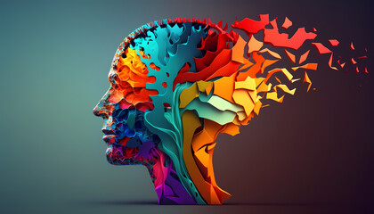 Abstract concept  of colorful of men head made with Generative AI	