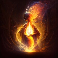 Singular Blaze: A Radiant Flame Embraced by Spirit's Glow