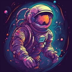 Creative Illustration of space explorer astronaut