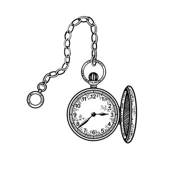 Old fashioned clock engraving PNG illustration with transparent background
