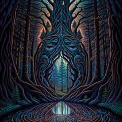 Mystic Forest: The Enchanting Artistry of Alex Gray - obrazy, fototapety, plakaty