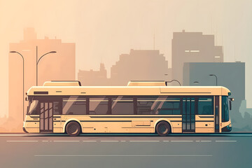 バス イラスト | Bus Illustration Generative AI  - obrazy, fototapety, plakaty