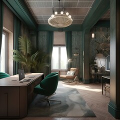 Luxurious home office interior design