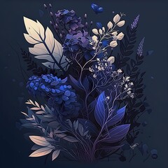 Clean and Colorful Indigo Flowers with Simple Lines